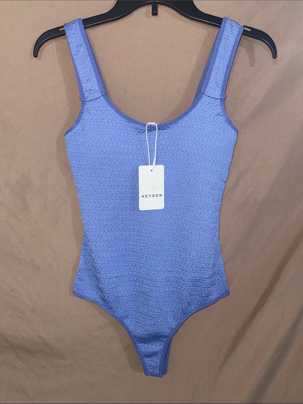 NWT Small Heyson Women's Periwinkle Blue Textured Bodysuit